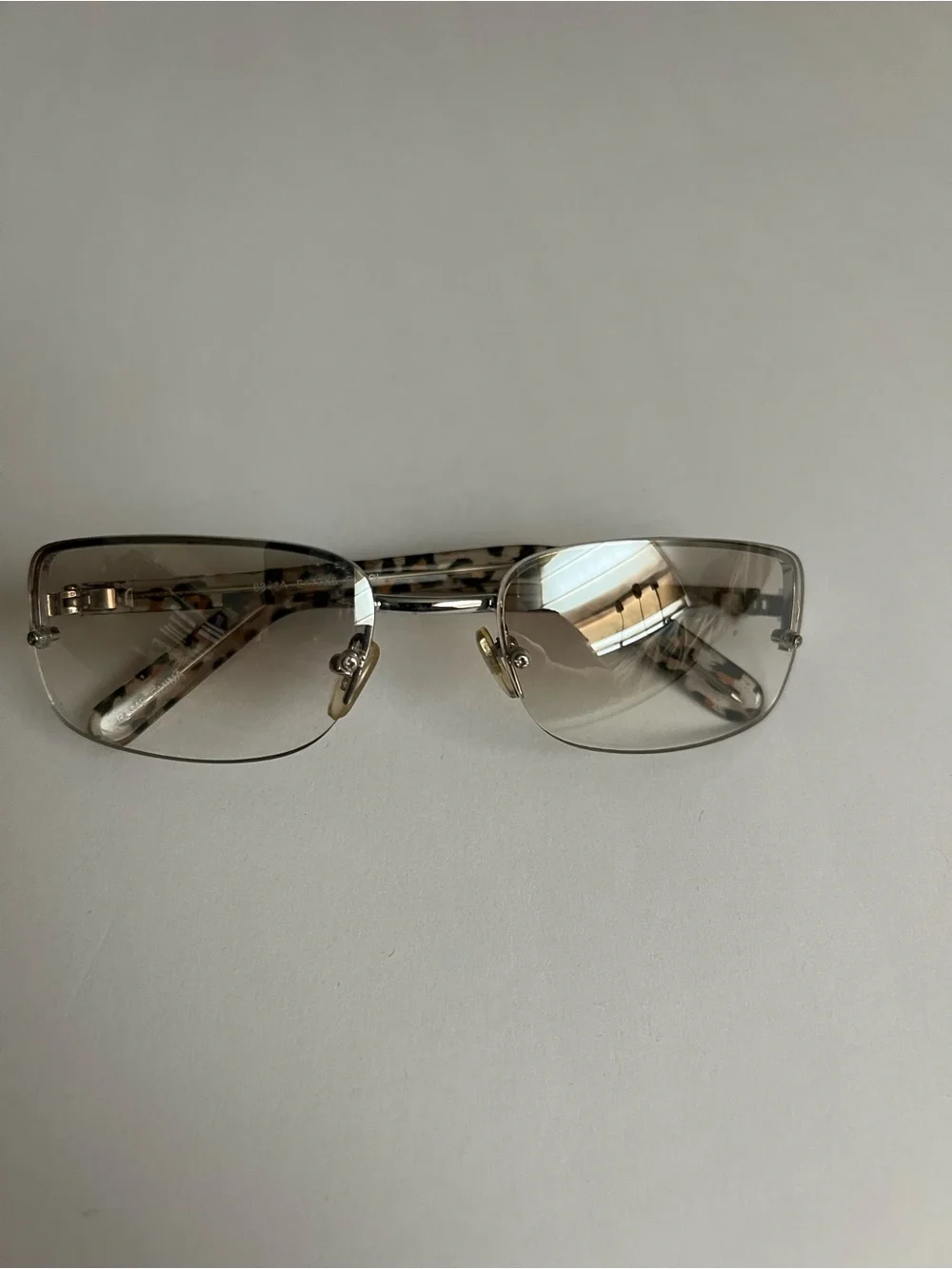 Women's Rimless Sunglasses leopard arms - Classic Elegance